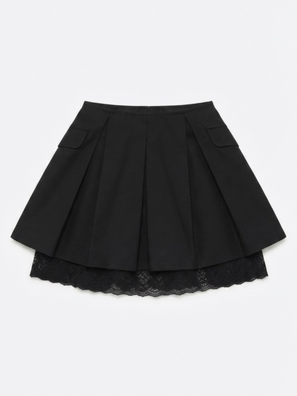 Christian Dior Black Pleated Skirt with Lace Hem - Authentic Spring 2020